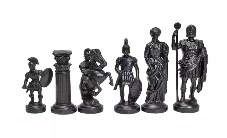 Figury szachowe stylizowane na Cesarstwo Rzymskie kremowo-czarne (król 98 mm)2.png